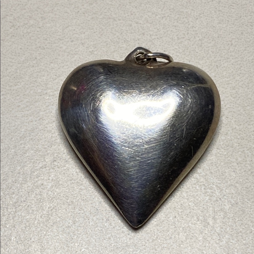 Sterling Silver Large Puffy Heart Pendant‎ 925